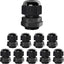 10 Prensaestopas PG11 Impermeables Ajustables Negro