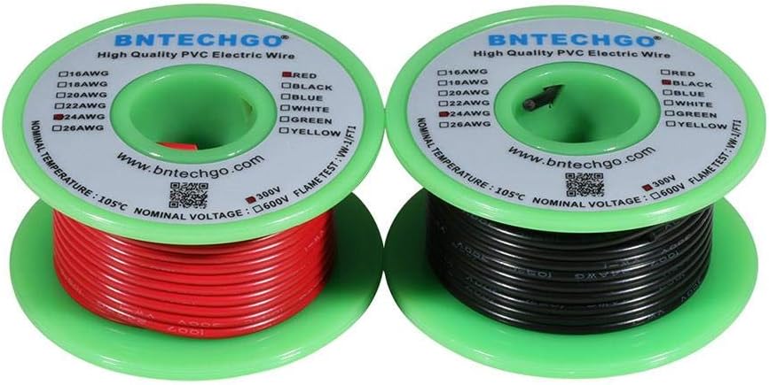 Cable eléctrico PVC 24 AWG 1007 50pies rojo y negro