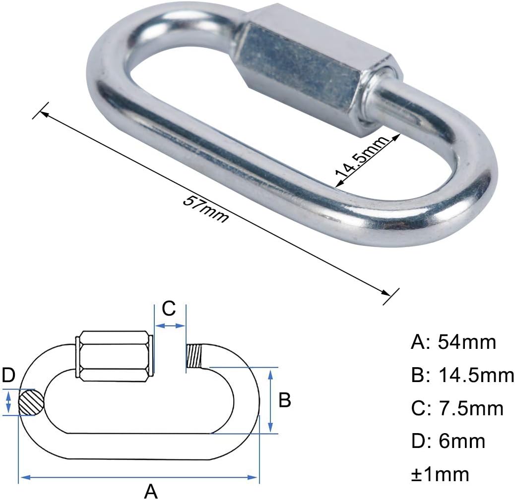 Conector Mosquetón M6 1/4pulg 10pcs