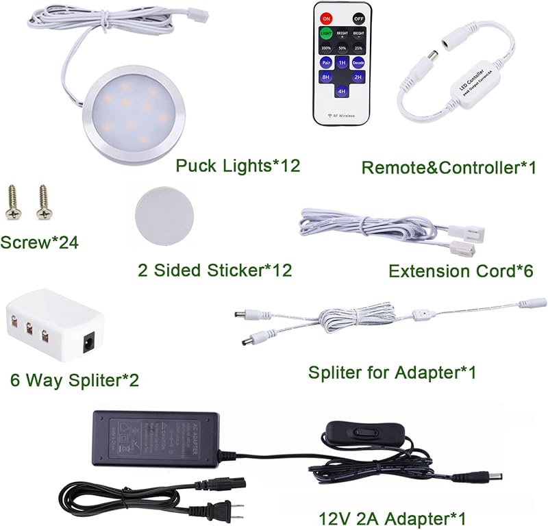 Kit 12 luces LED adhesivas 12V para cocina con control