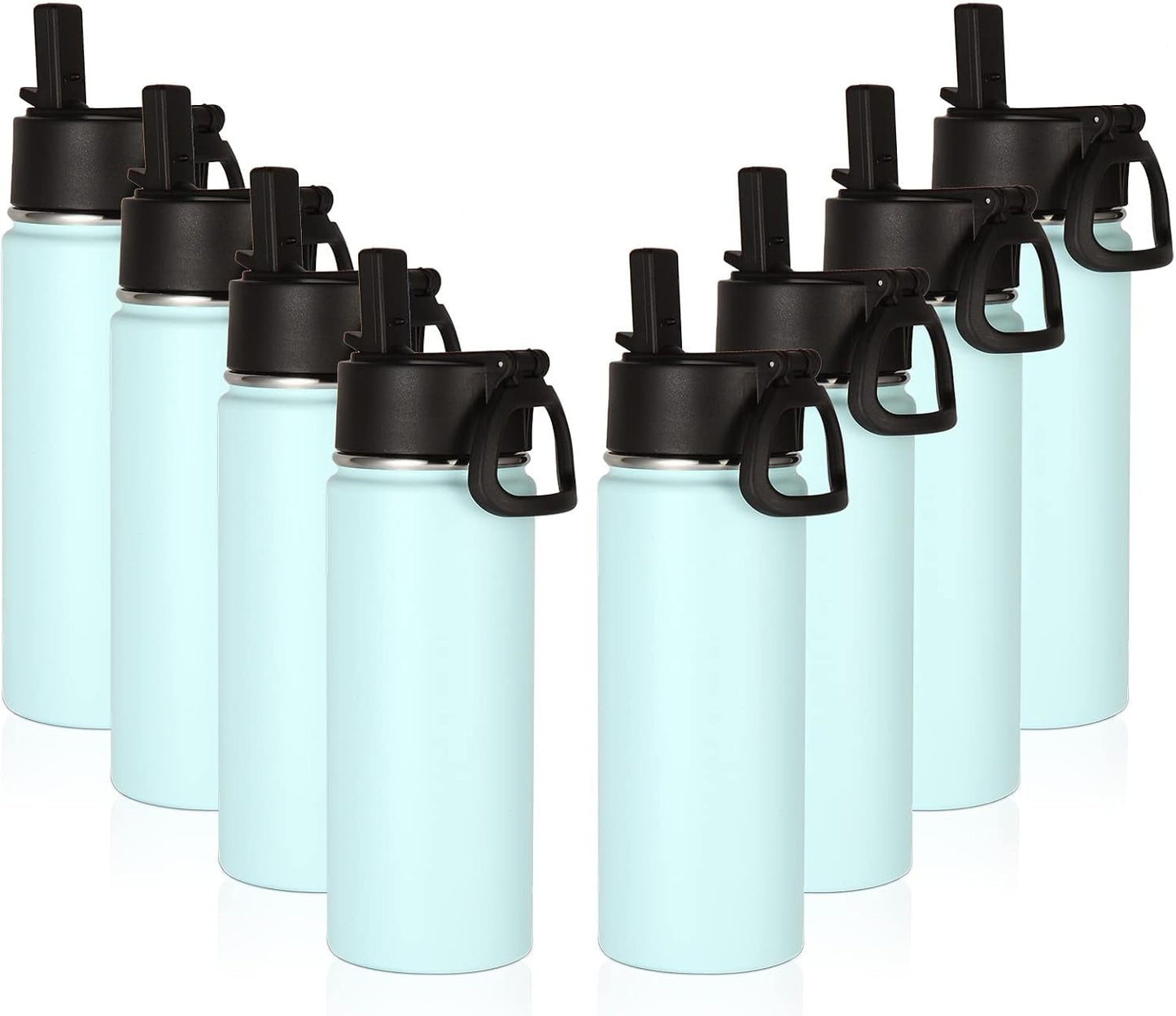 Botella agua aislada acero inox 18oz para niños con pajita