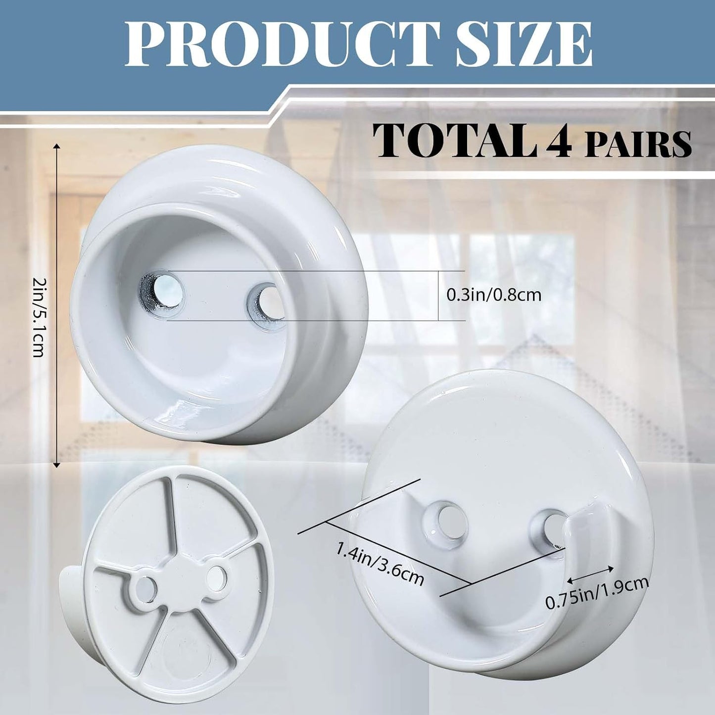 4 Pzas Soporte poste armario metal blanco mate 1-3/8