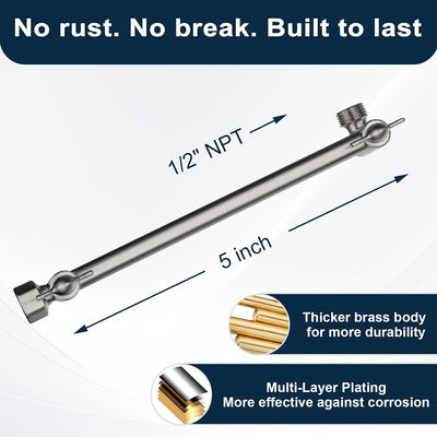 Brazo extensión ducha latón 10pulg ajustable níquel cepillado