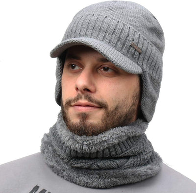 Gorro invierno con visera y orejeras para hombre