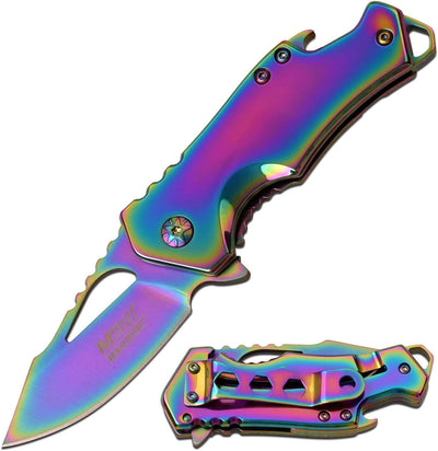 Cuchillo plegable táctico EDC acero fina con abridor y clip