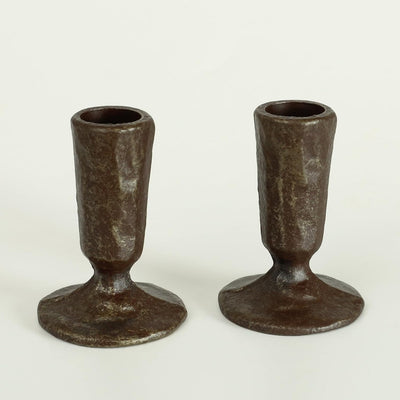 Set 2 candelabros hierro negro y dorado decoración atemporal
