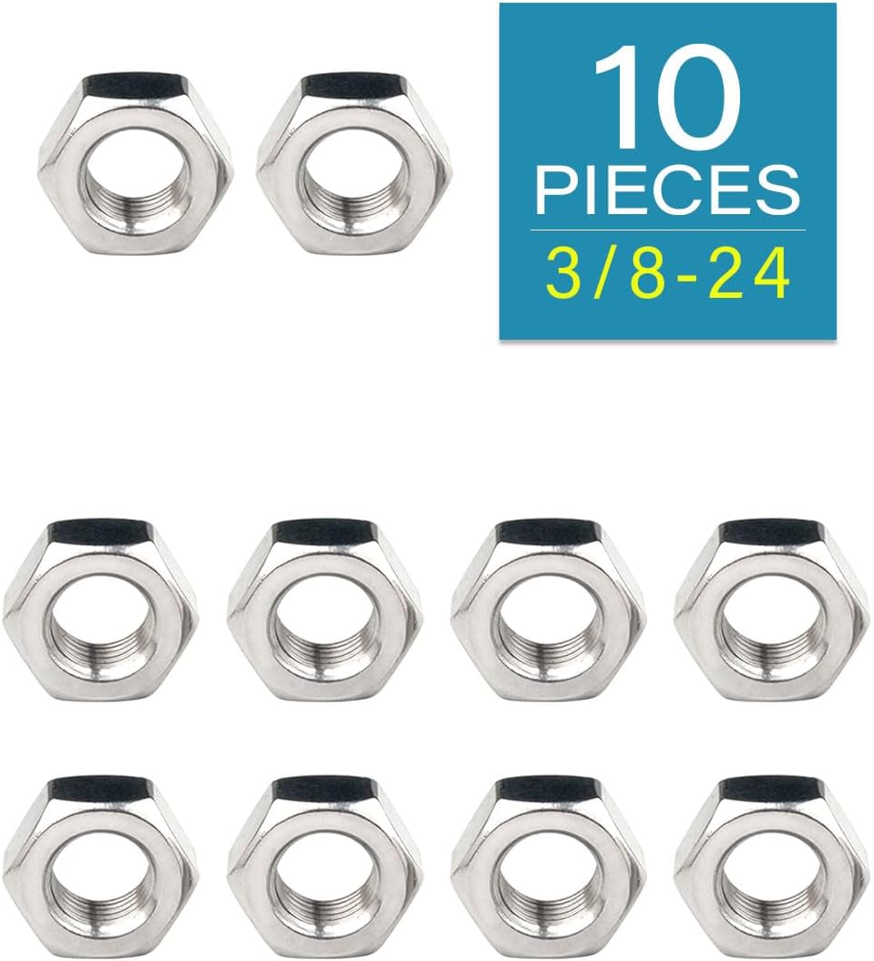 Tuercas hex 3/8-24 acero inox 304 resistentes corrosión set 10