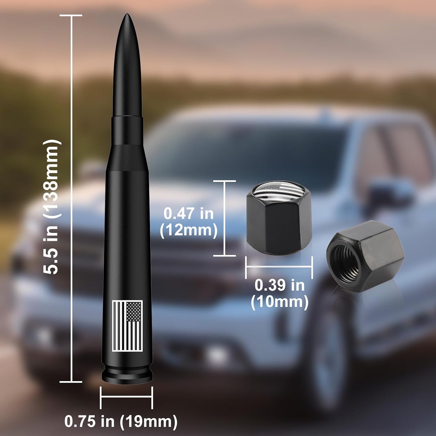 Antena bala universal para camión y carro válvula neumática
