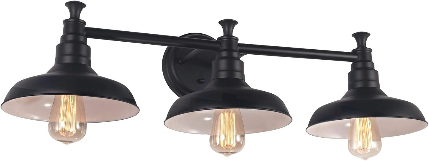 Lámpara baño 3 luces regulable pantallas metal negro mate