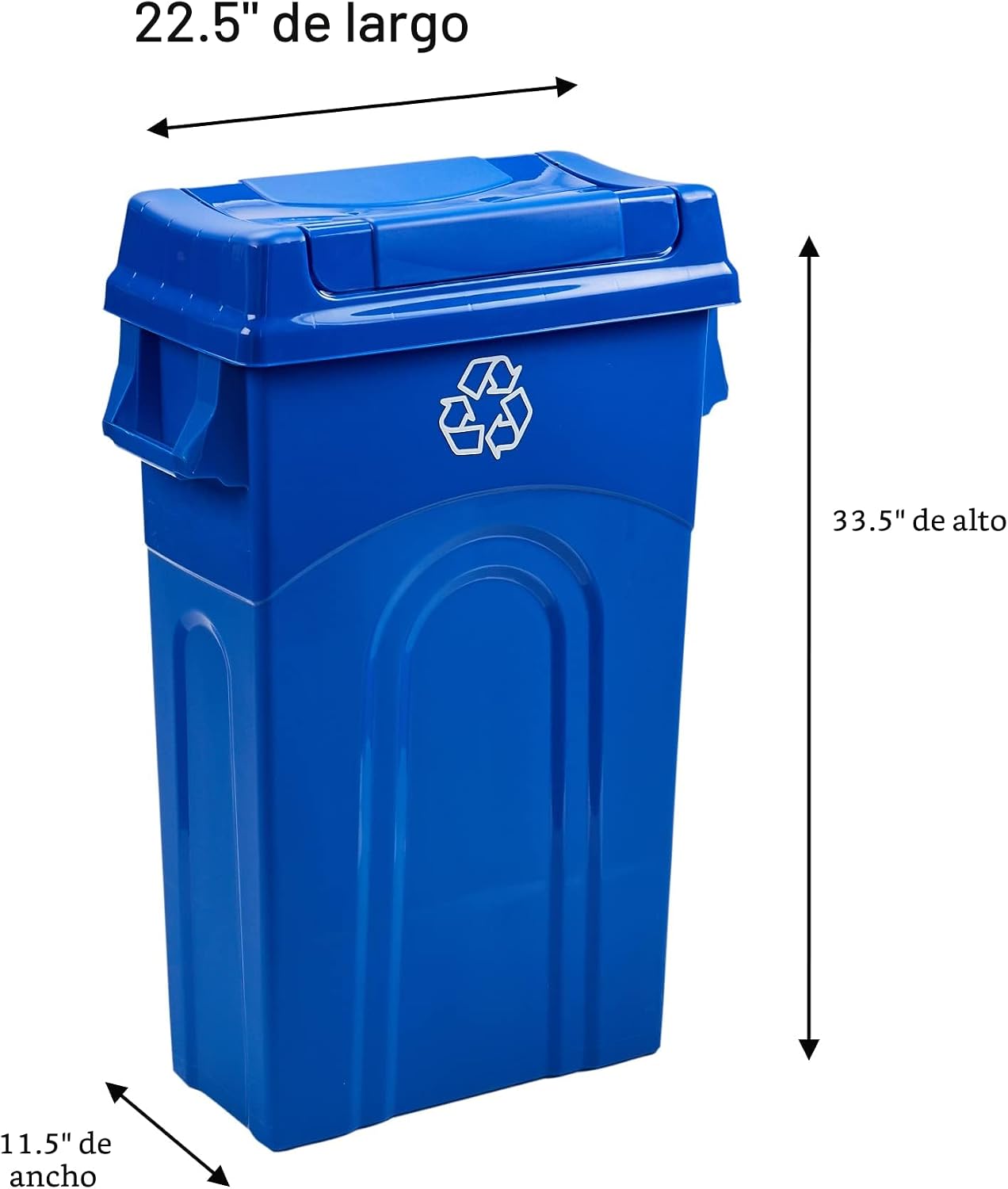 Papelera plástico reciclaje 23gal con tapa asas azul