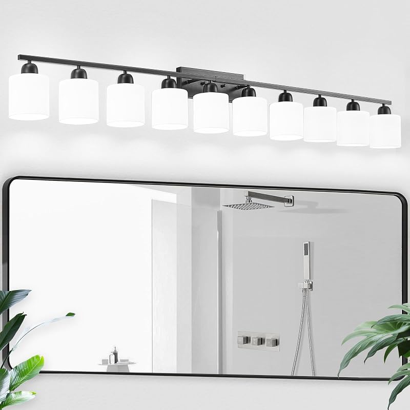 10 Luces Tocador Negro para Espejo 65pulg Vidrio Esmerilado