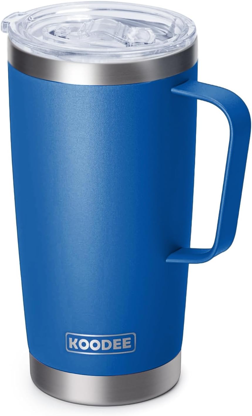 Vaso térmico acero inox doble pared 20oz con asa azul marino