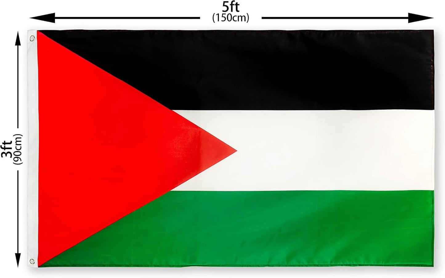 Bandera Palestina 3x5ft Poliéster Ojales Latón Cabecera Lona