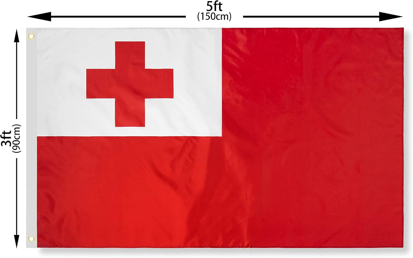 Bandera Tonga 3x5ft Poliéster Ojales Latón Cabecera Lona