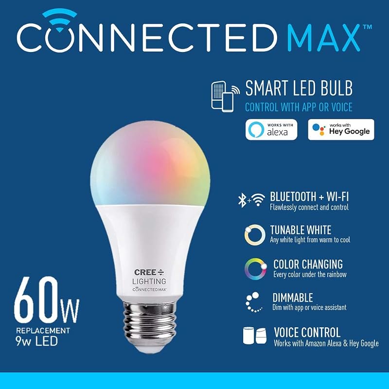 Bombilla LED A19 inteligente 60W blanco ajustable