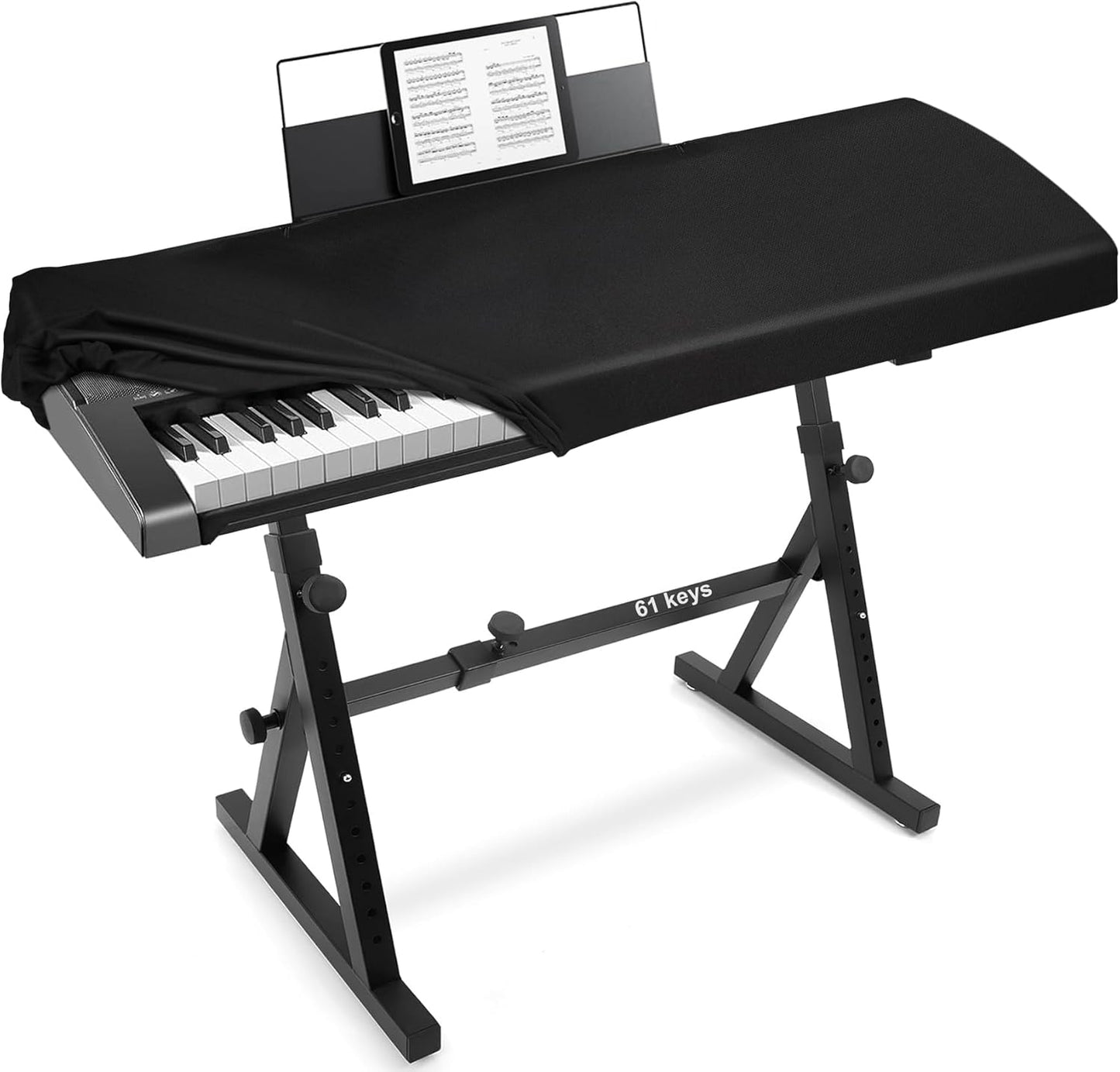 Funda elástica teclado piano 61 teclas soporte música negro