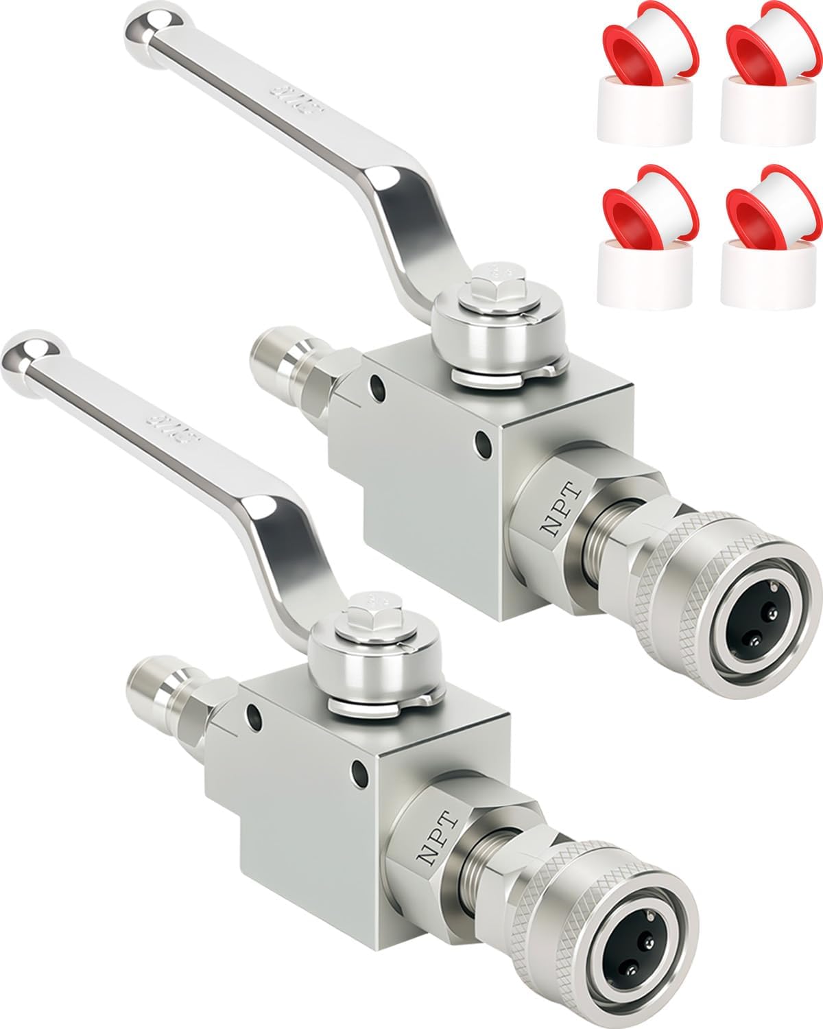 2 Válvulas bola hidrolavadora 3/8pulg acero inox 4500PSI