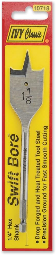 Broca pala madera Swift Bore 1-1/8x6 pulg acero alto carbono
