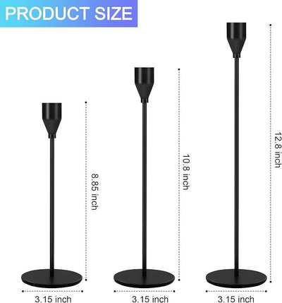 24 Portavelas Negro Metal para Mesa Boda Fiesta