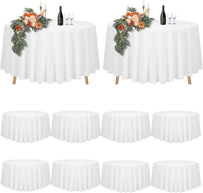 10 Manteles Poliéster 120pulg Blancos Impermeables Bodas