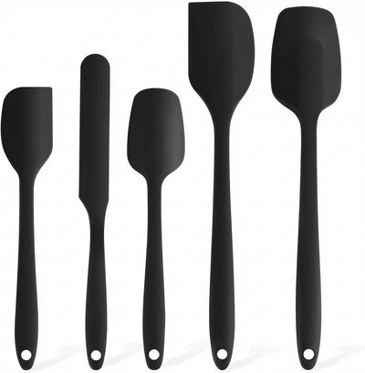Set 5 espátulas silicona antiadherente grado alimenticio negro