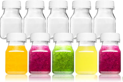 10 Botellas Plástico 2oz con Tapas Sin BPA