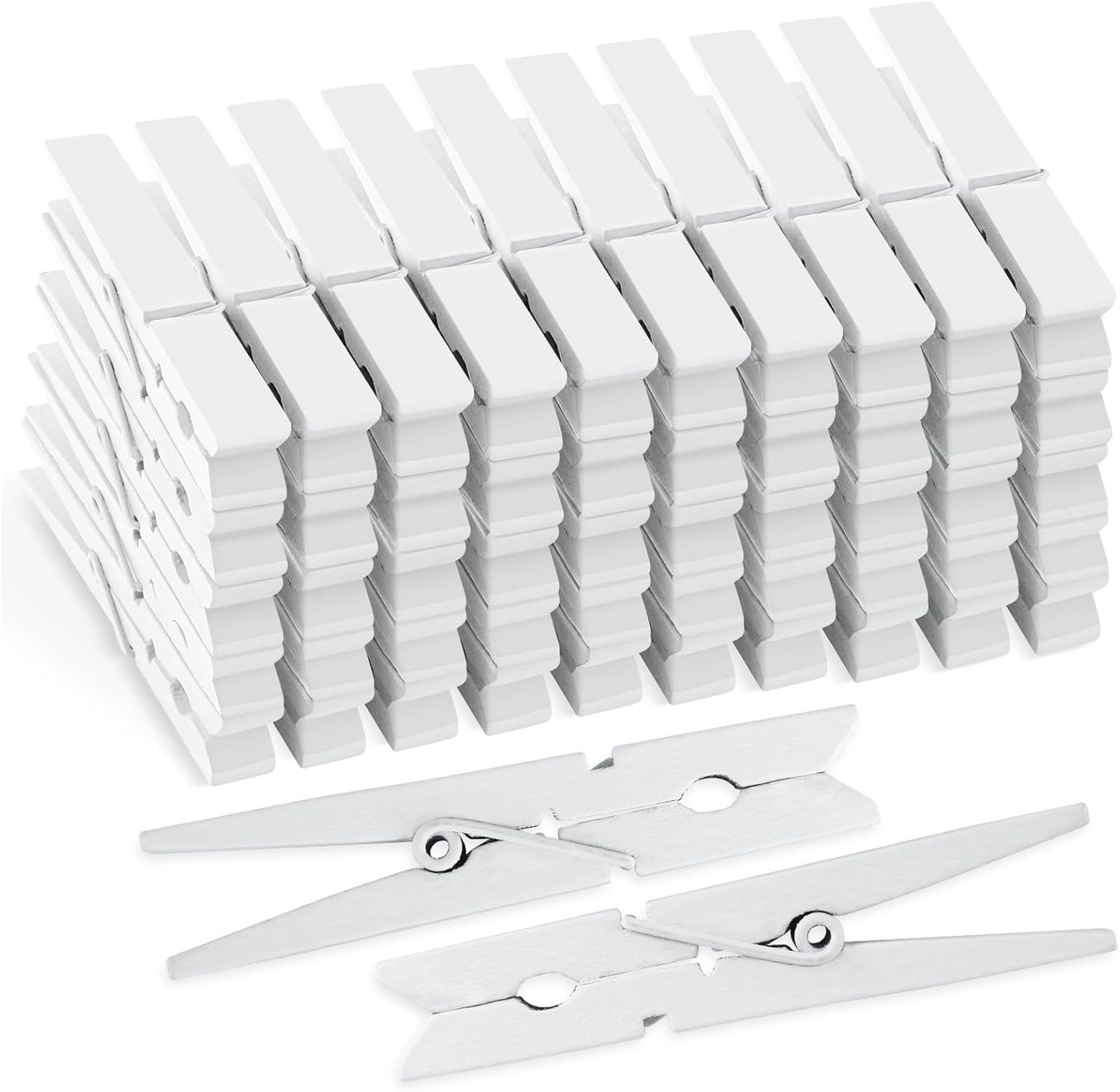 50 Pinzas Madera Blanca 2.9" para Manualidades