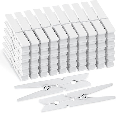 50 Pinzas Madera Blanca 2.9" para Manualidades