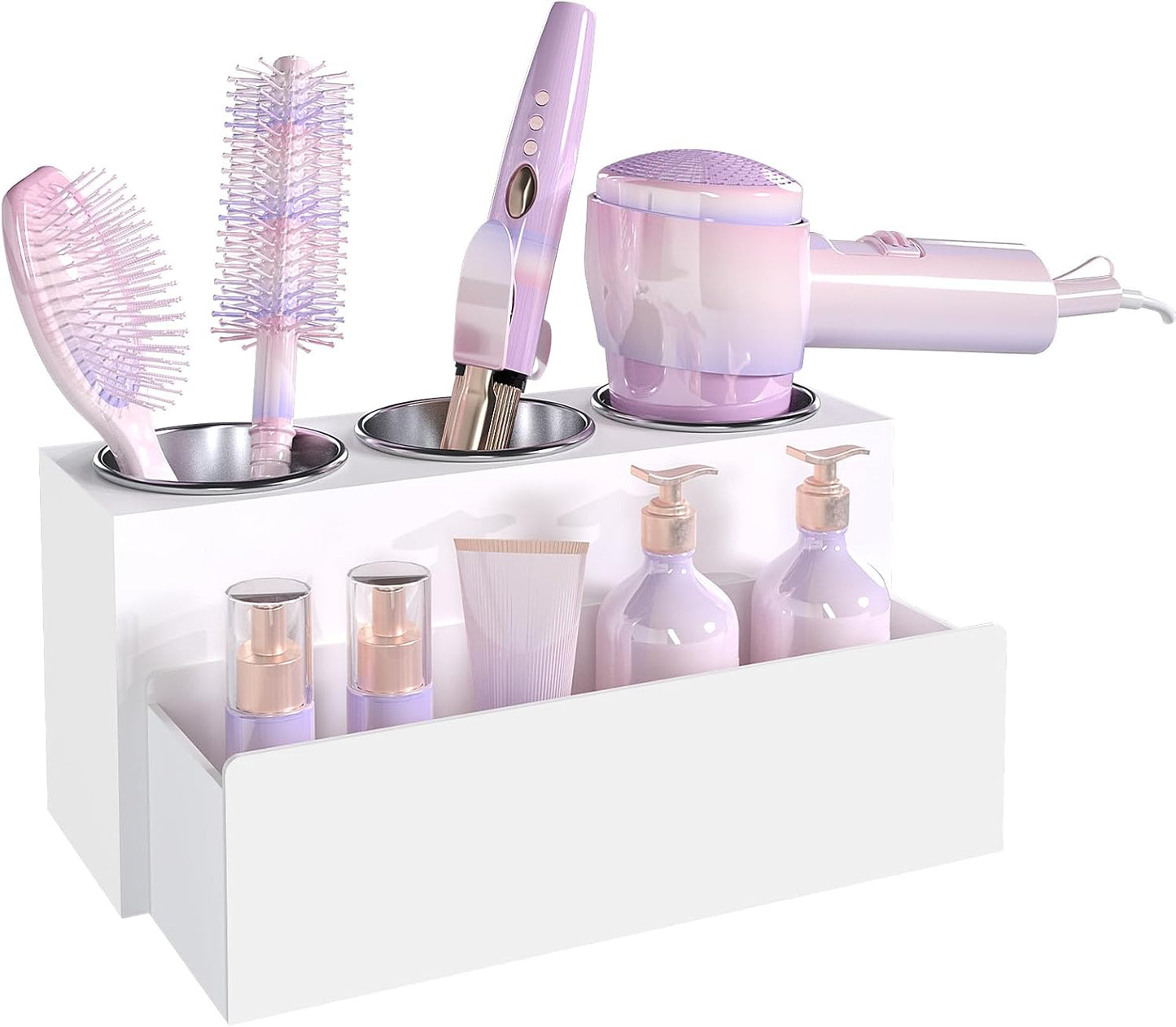 Soporte acrílico para herramientas cabello baño 3 tazas