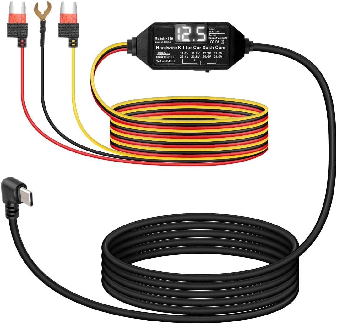 Kit cable USB-C cámara tablero 12v-24v a 5v con LED