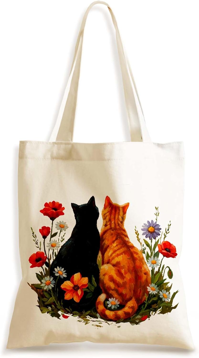 Bolso tote canvas reutilizable con bolsillo interior para mujer