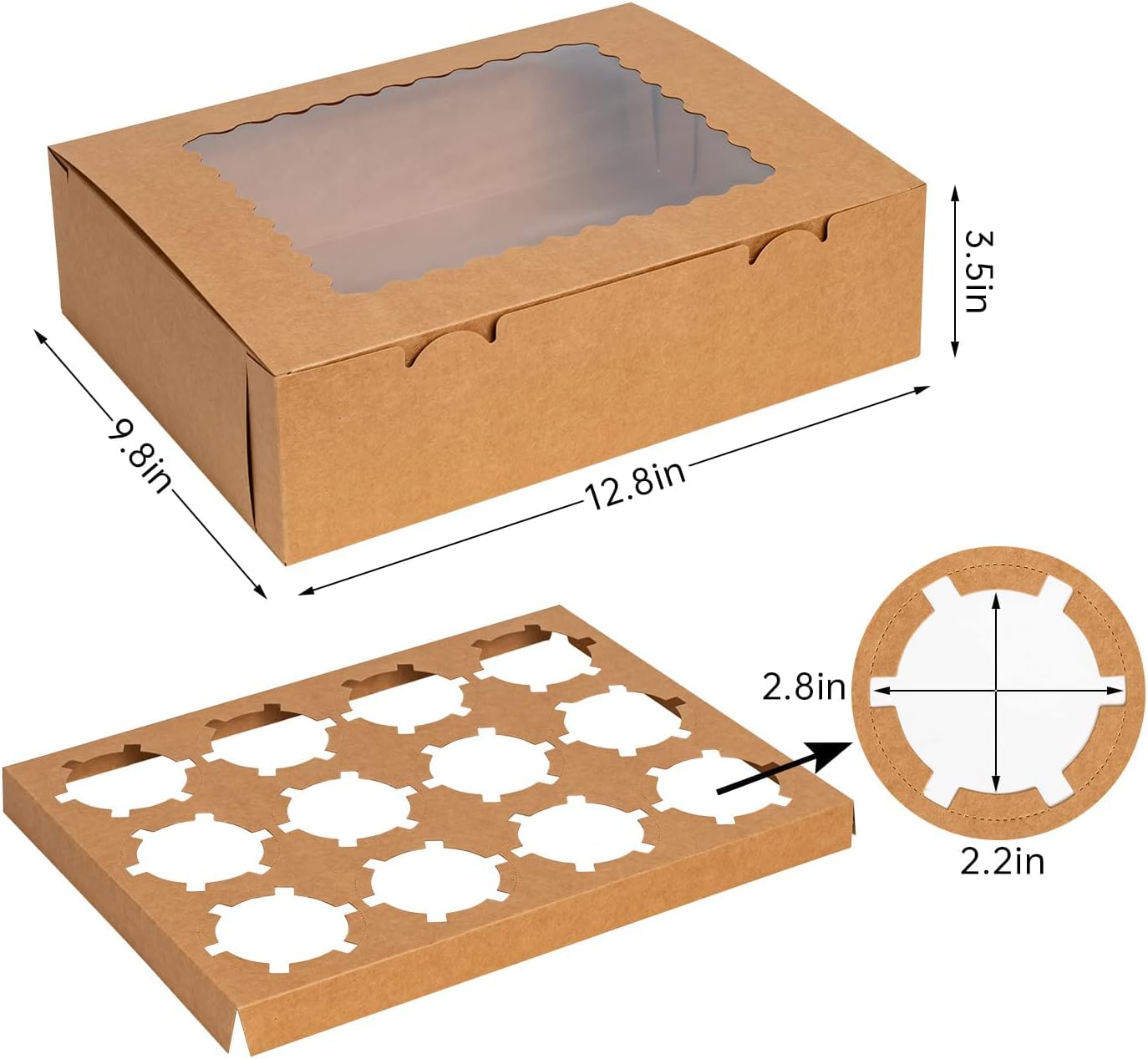 25 Cajas Cupcakes Grado Alimenticio con Ventanas