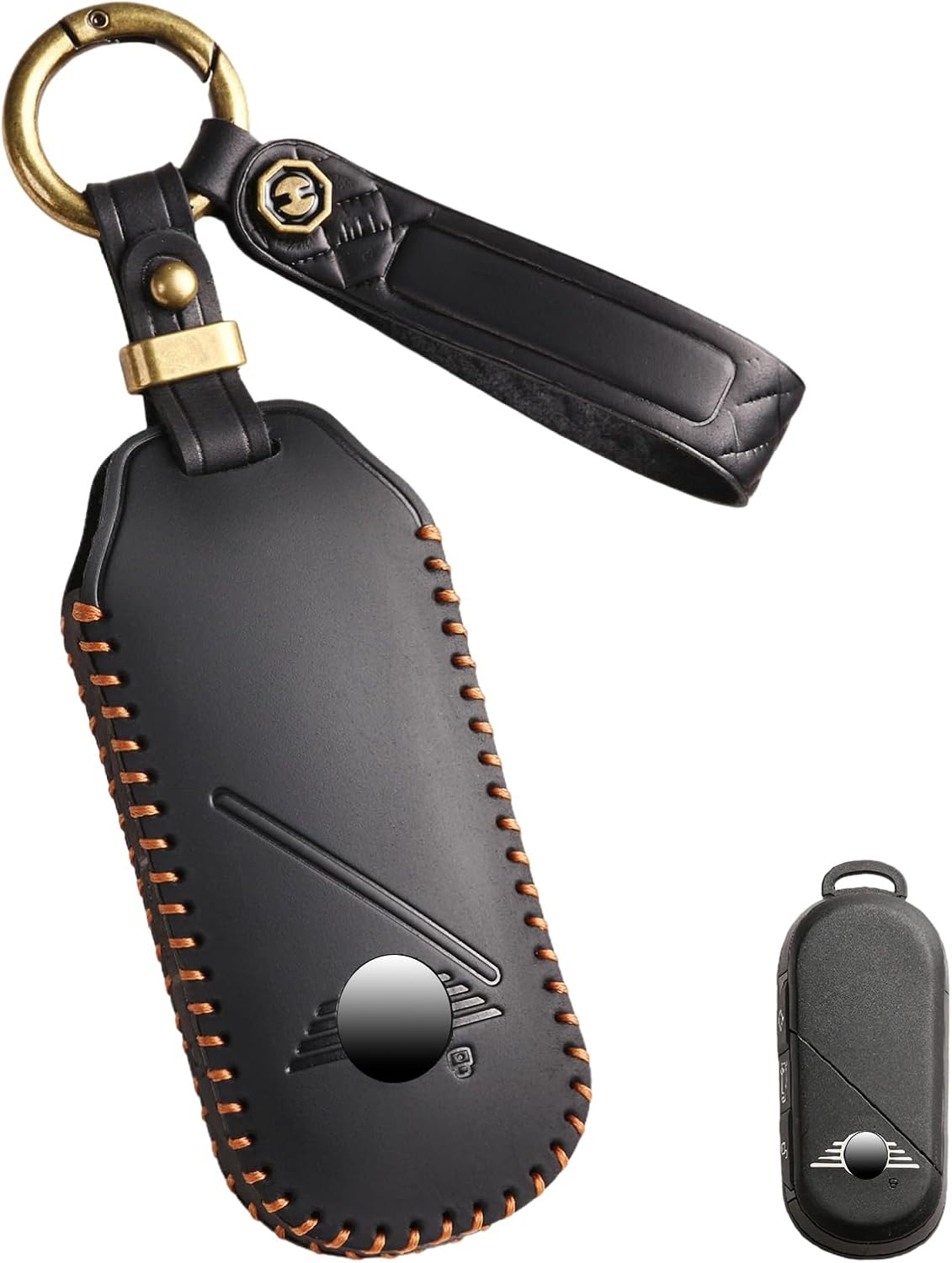 Funda llavero cuero Mini Cooper 2023-25 negro con correa