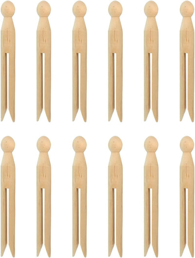 12 Pinzas Madera Manualidades y Lavandería Vintage