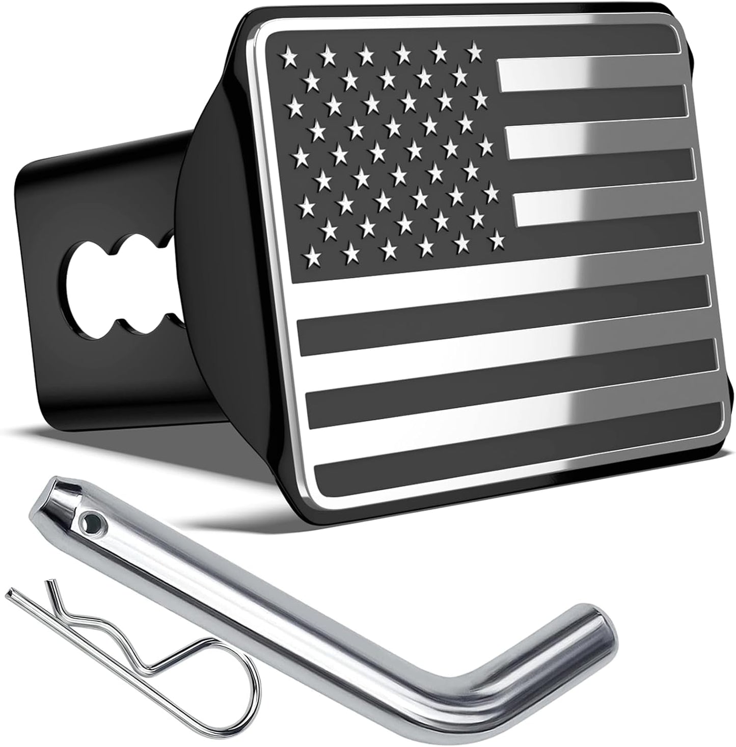 Cubierta enganche remolque metal bandera USA 2" cromo