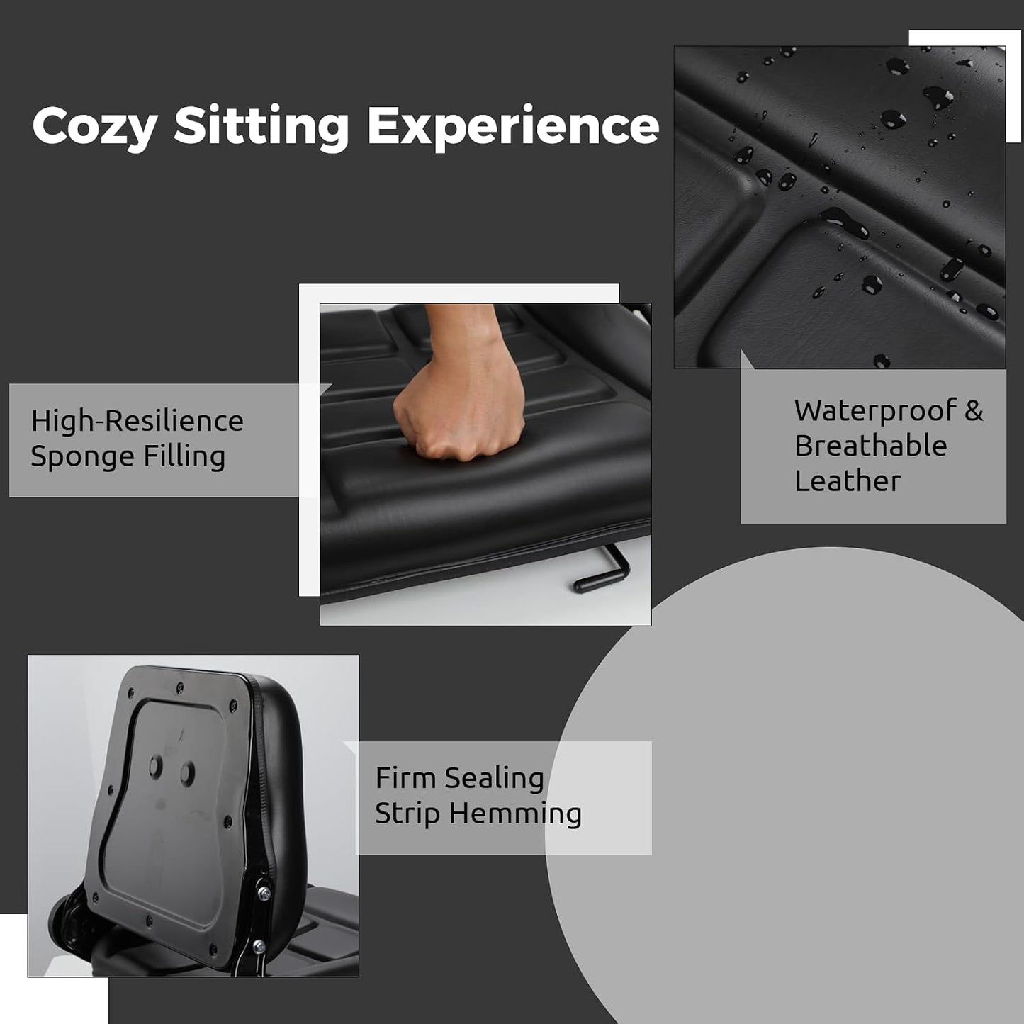Asiento plegable montacargas cuero relleno esponja