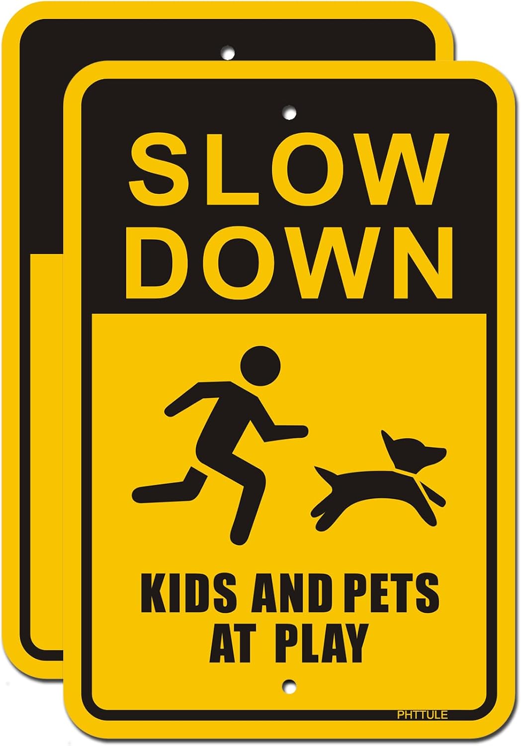 2 Letreros Slow Down Kids 18x12" Aluminio Reflectante