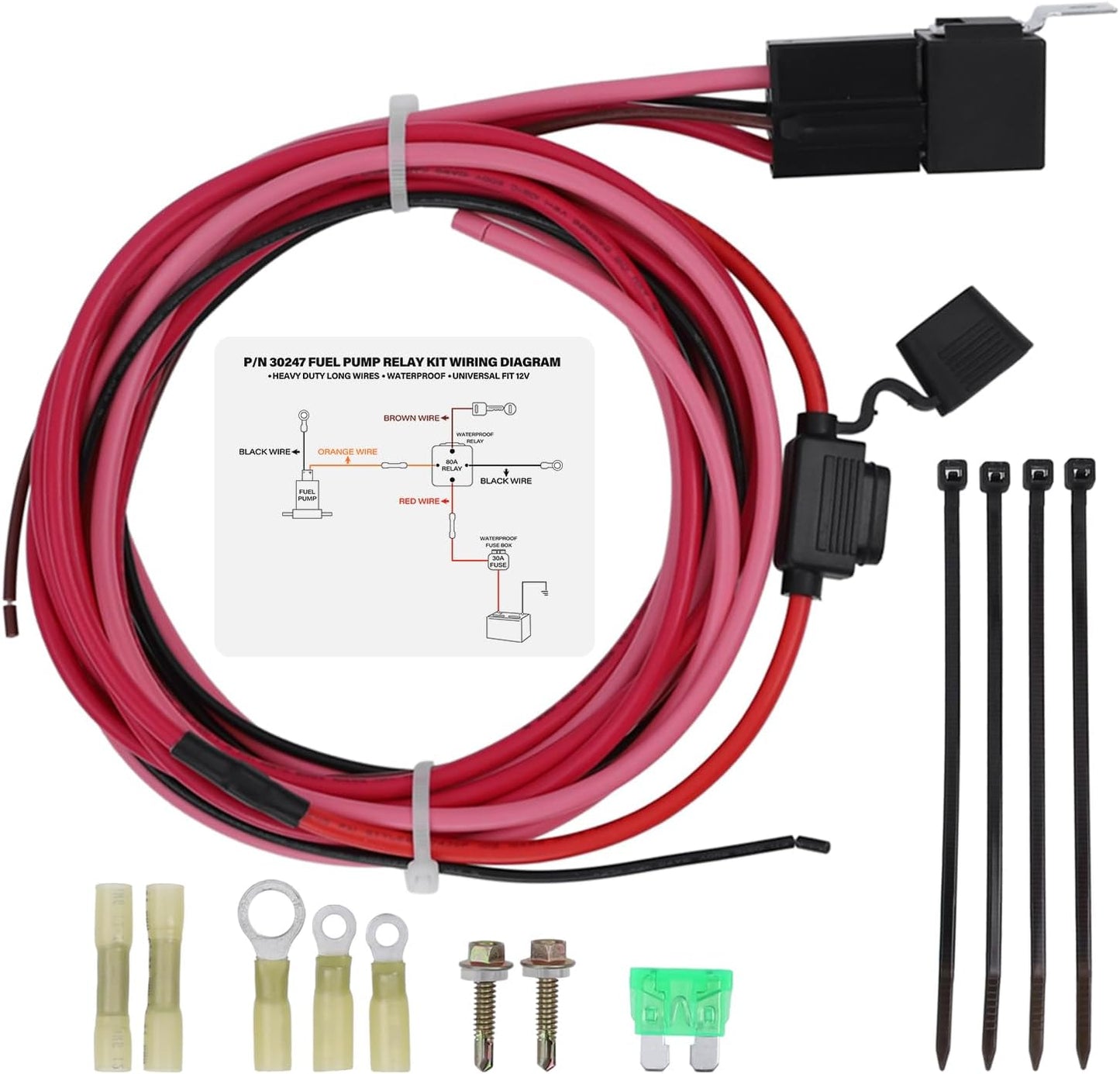 Kit relé bomba combustible 12V 80AMP impermeable cables