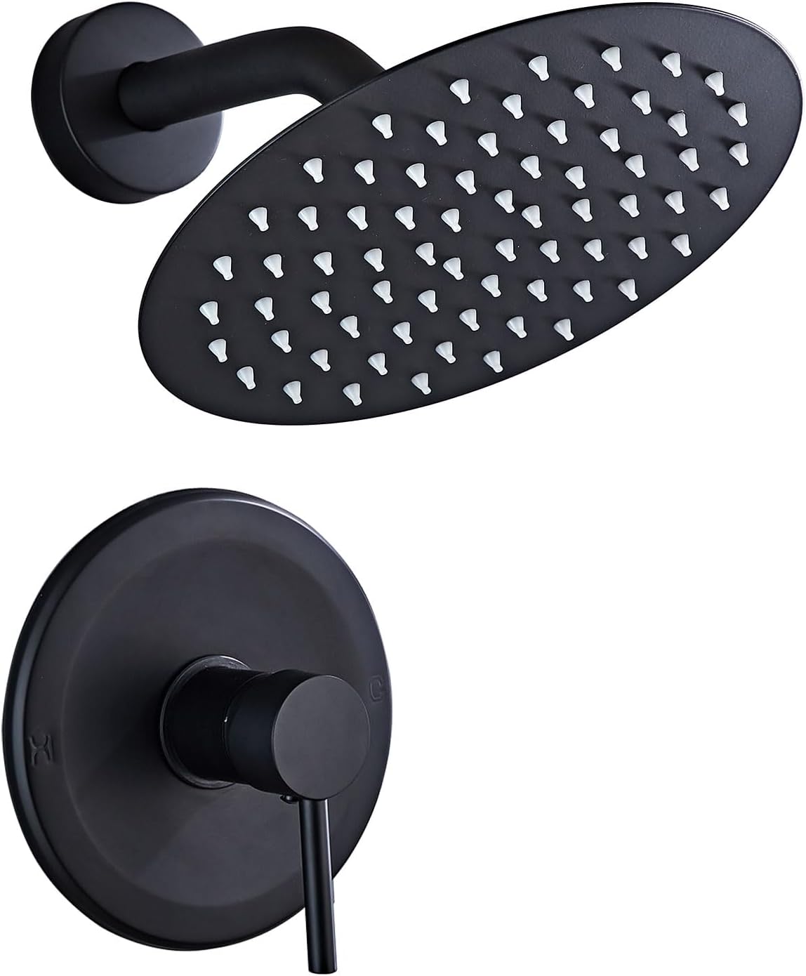 Cabezal ducha redondo lluvia 8pulg negro mate con ducha de mano