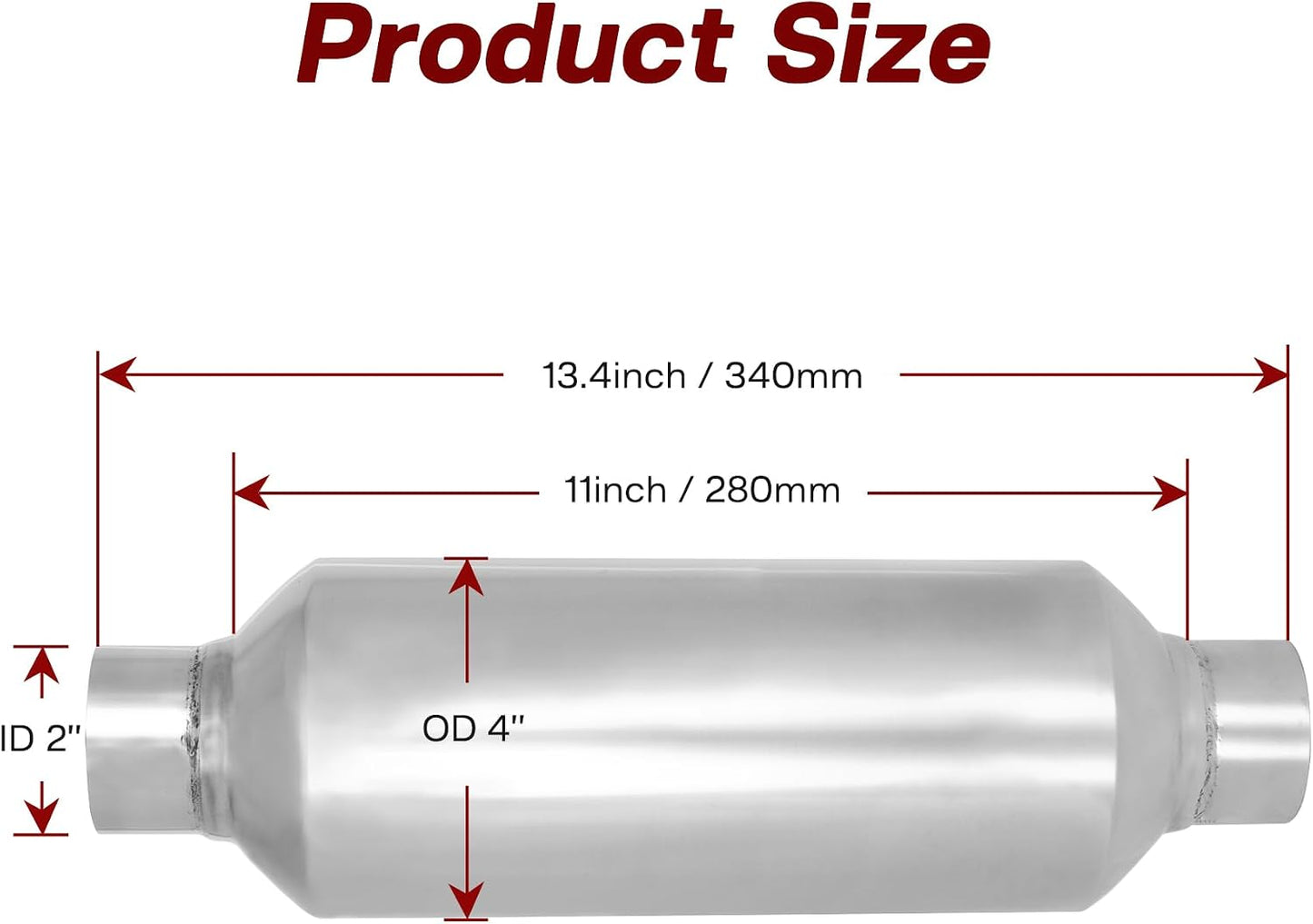 Silenciador acero inox 2" 13" universal