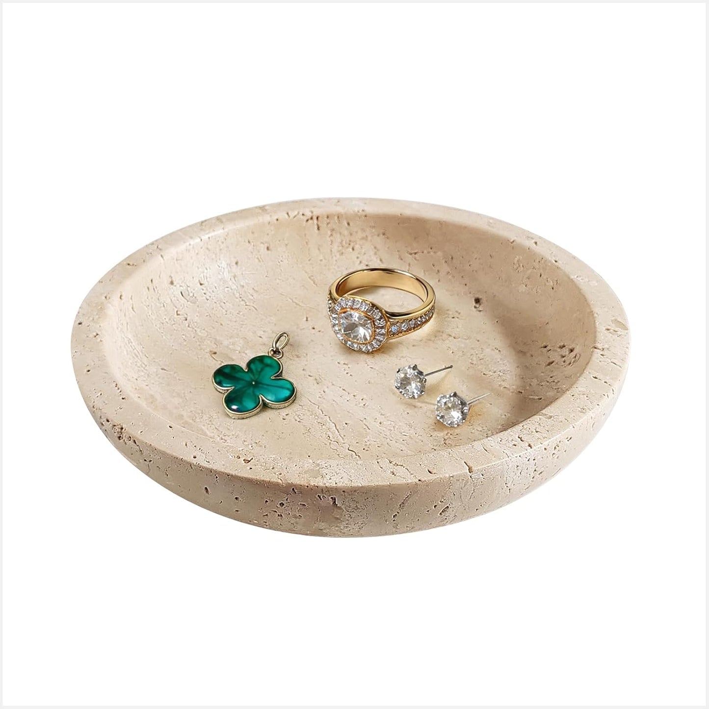 Bandeja travertino soporte joyas llaves anillos 5.5"