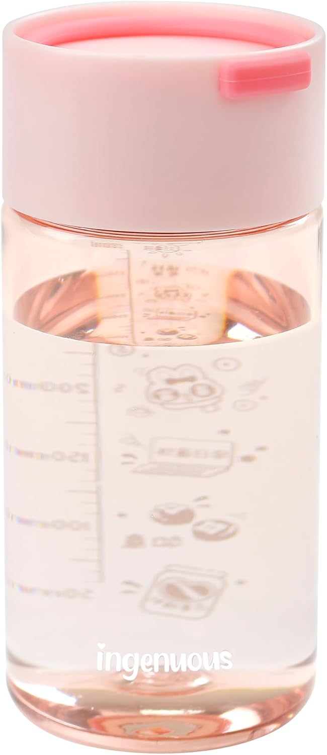 Botella agua Tritan 9oz con infusor transparente rosa claro