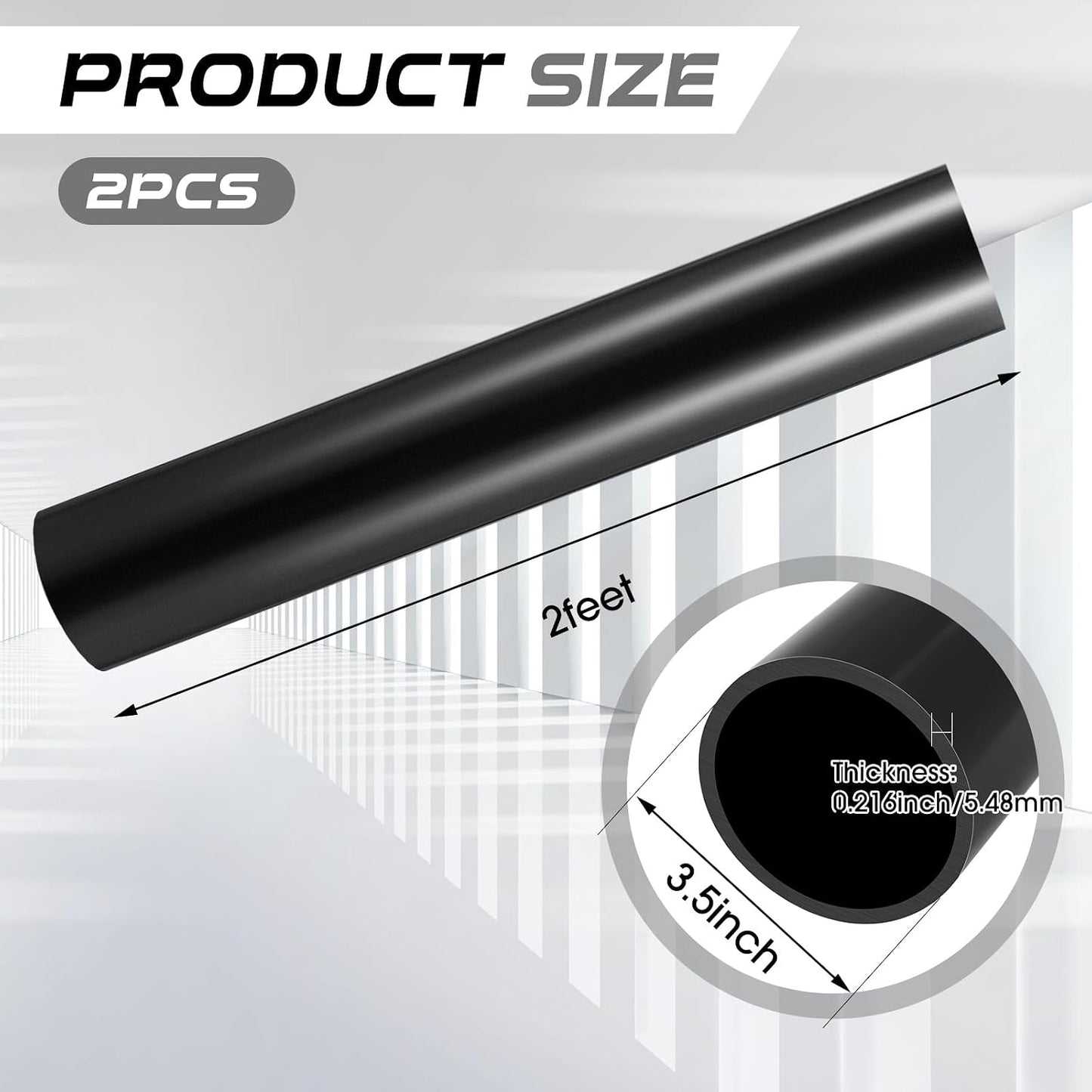 2 Tubos Drenaje ABS 3pulg x2ft Plástico Negro