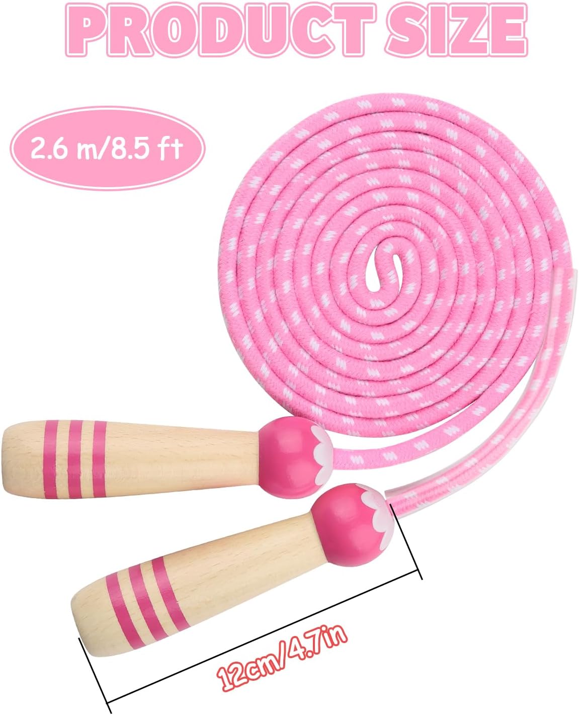 Cuerda saltar ajustable mango madera para niños fitness