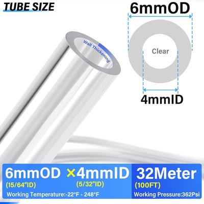 Manguera aire PU 0.236pulgOD 0.157pulgID 100ft