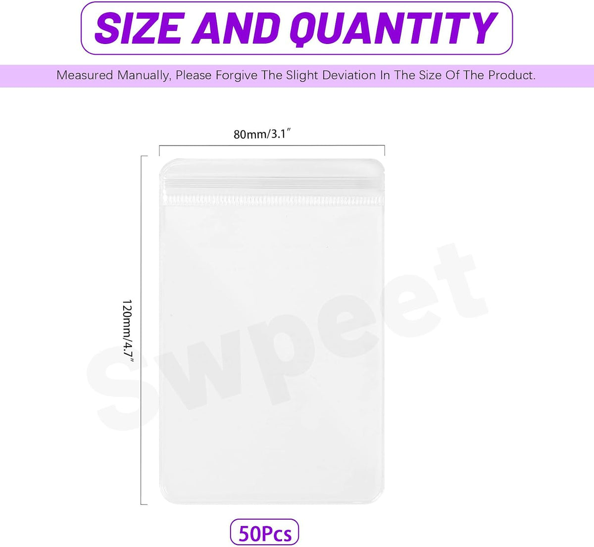 50 Bolsas PVC Transparente 3.15x4.7pulg Organizador Joyas