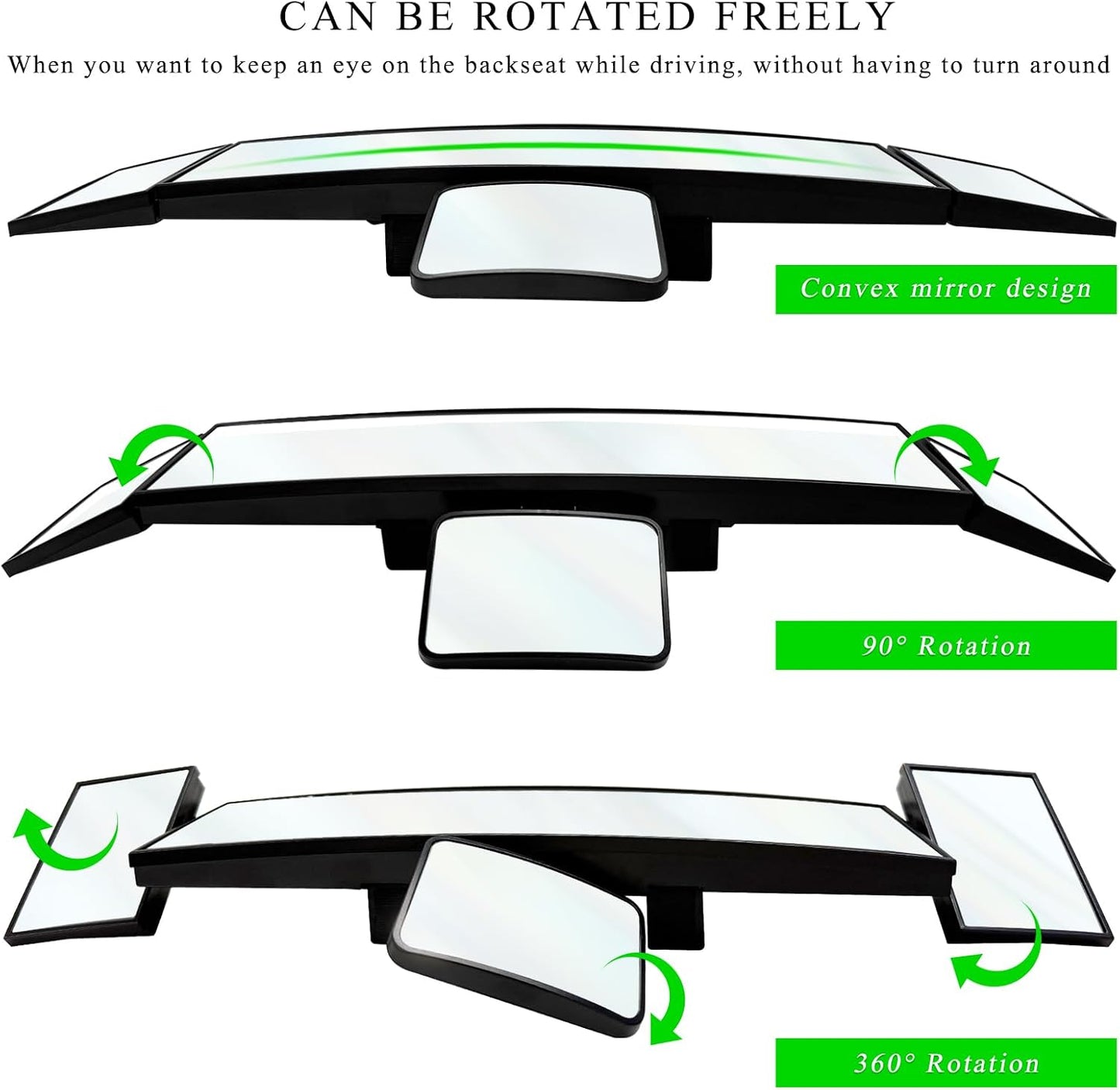 Espejo retrovisor 15" antirreflejo con espejo bebé