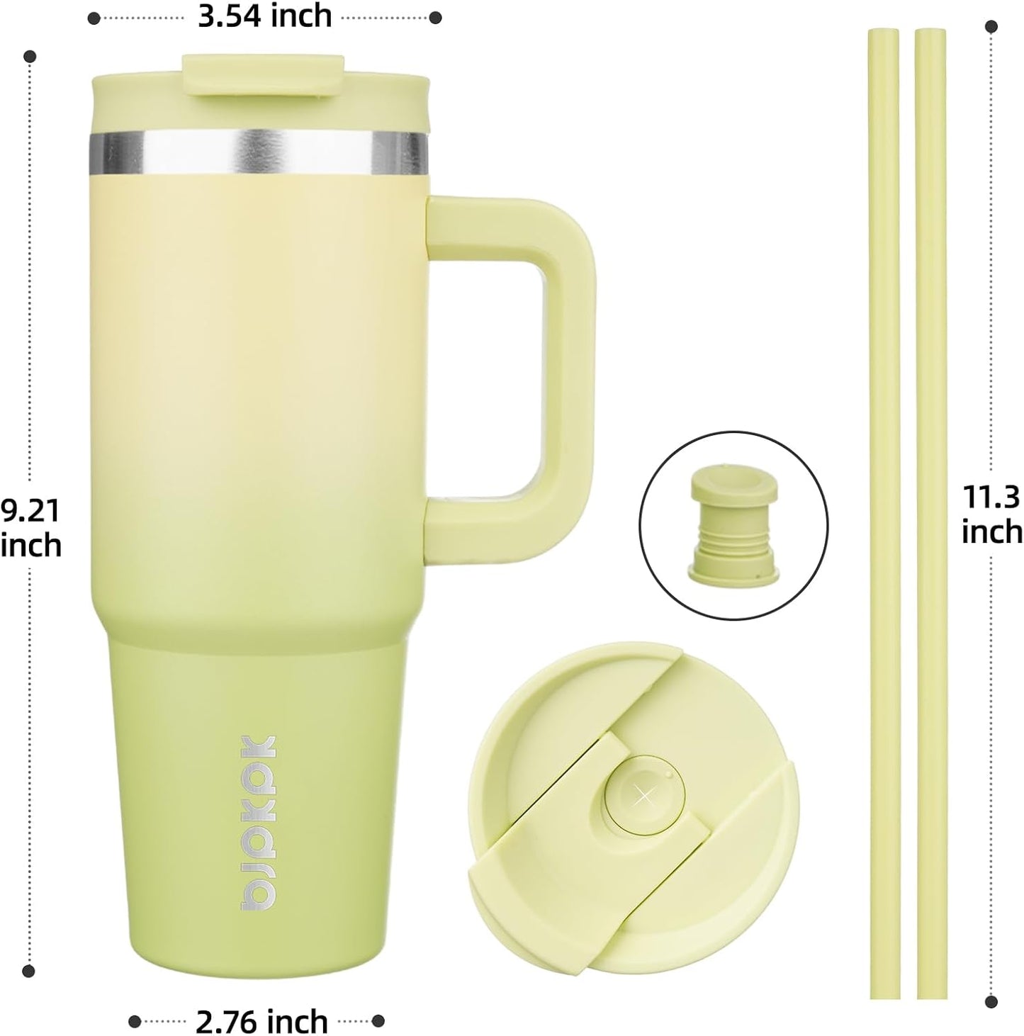 Vaso térmico acero inox asa tapa pajilla 770ml color lima