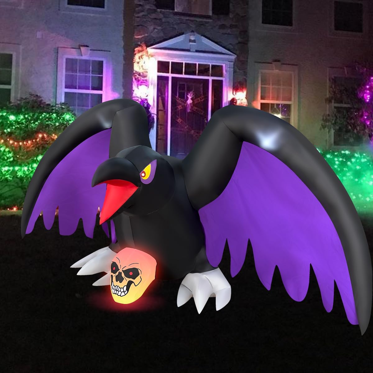 Decoración Halloween cuervo inflable RGB LED