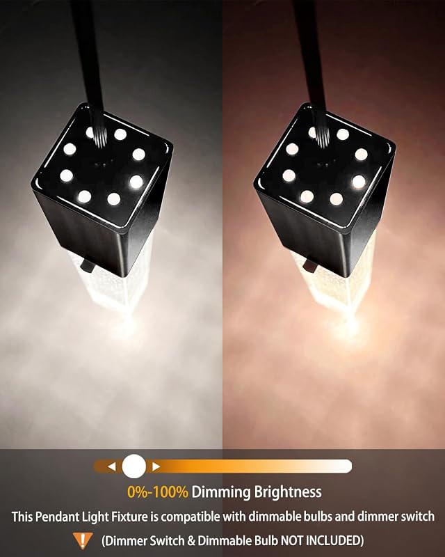 Lámpara colgante isla cocina cristal 3 luces negro